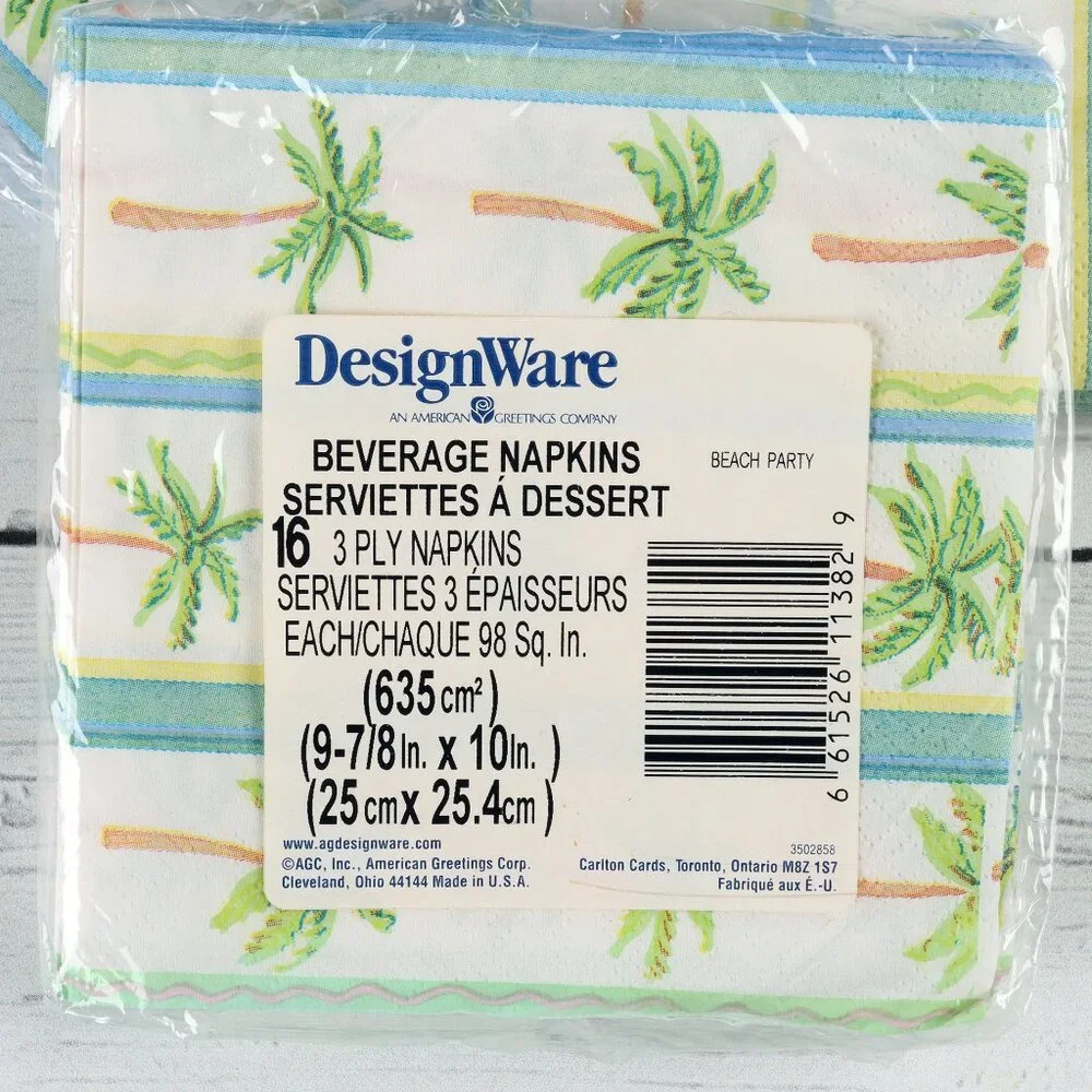 Vintage Palm Tree Dessert Napkin Bundle - Set of 48 - DesignWare - NWT